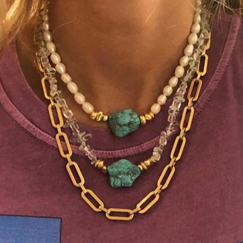 

Dvacaman 2020 New Boho Jewelry Statement Beads Choker Necklaces for Women Stone Fashion Pendant Vintage Summer Choker Necklace