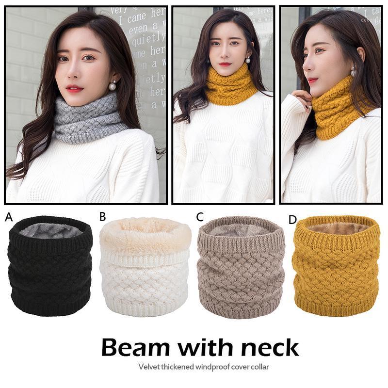 

Riding Winter Keep Warm Wool Knitted Snood Scarf Fashionable Versatile Velvet Thickened Windtight Pullover Clothing Accessories1, White