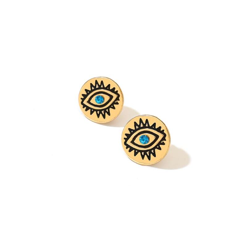 

AENSOA New Mini Cute Round Eyes Pattern Stud Earrings Lovely Eyes Stud Earring for Women Girls Fashion Gold Silver Color Jewelry