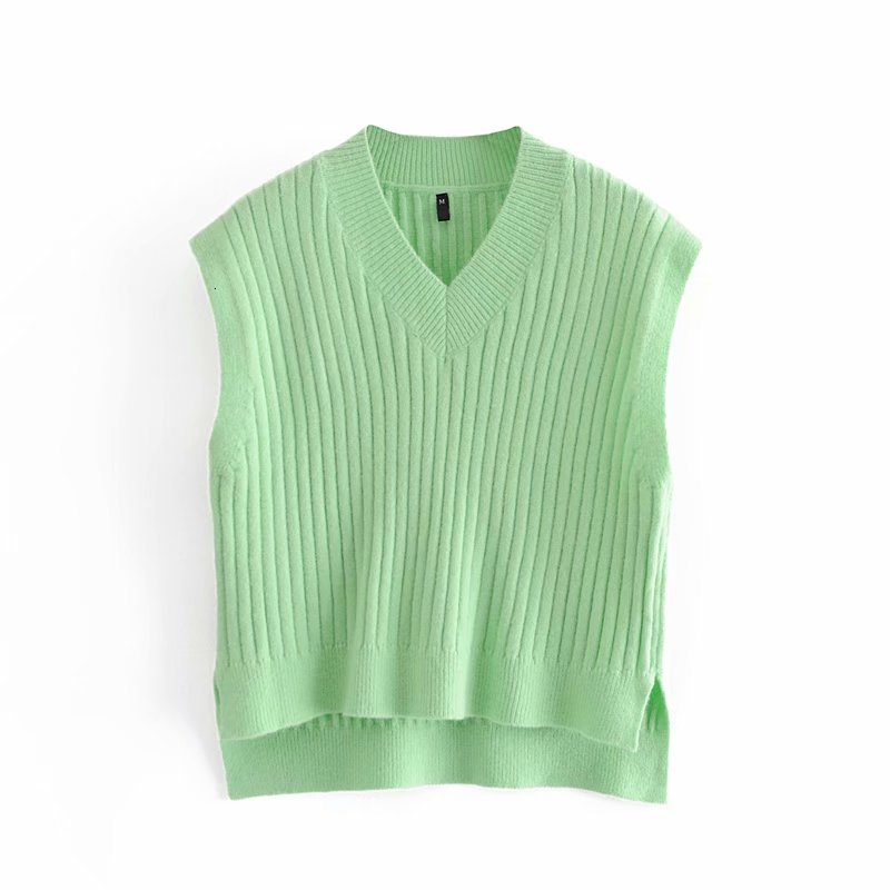 

2021 New Elegant Women V-neck Fashion Ladies Solid Knitted Tops Streetwear Female Sweet Loose Chic Girl Sweater 1jtu, Yellow