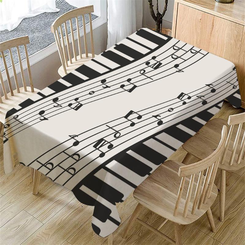 

40# Black & White Tablecloth Diy Decor For Dining Line Table Piano Music Pattern Table Cloth Rectangular Cover Dining1