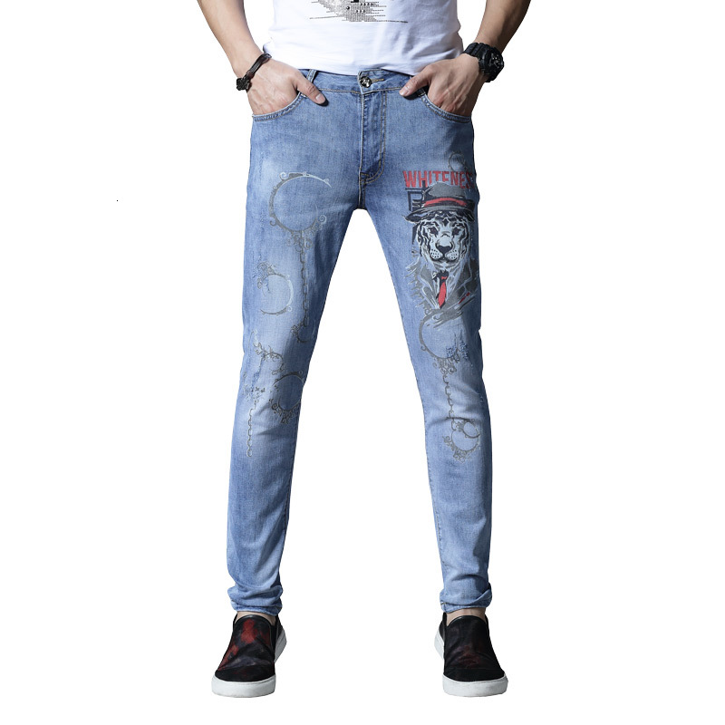 

2021 Men's Thin Denim Jeans for Elastic Pants Cotton Hip Will Summer Blue Spring WOFN