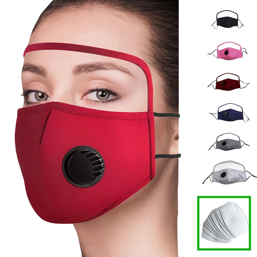 

1 In 2 Face Mask With Cycling Shield Cotton Washable ZZA2369 Face Mask Eye Reusable Dustproof Valve Protective Face Shield Mask 200Pcs Tpdr