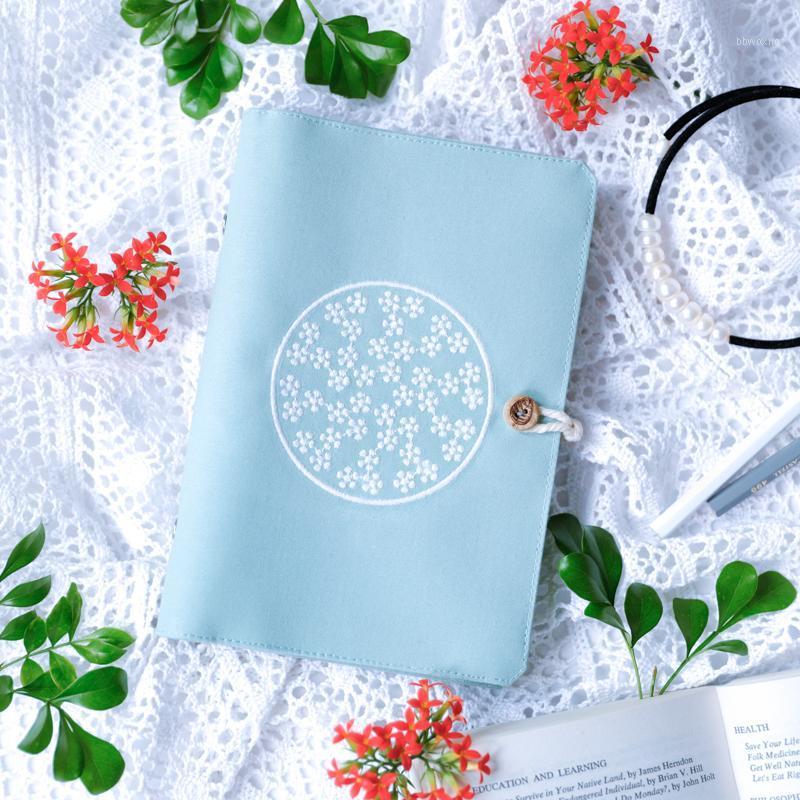 

Embroidery Fabric art Original 6 Holes Spiral Ring Loose-leaf Notebook Blank line grid dots Daily Week plan Diary planner Binder1