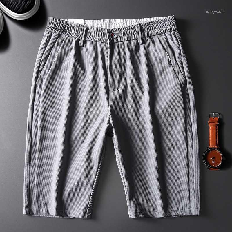 

2020 Summer New Men's Hollow Casual Shorts Fashion Ice Silk Fabric Breathable Bermuda Short Pants Male Brand Clothes Grey Khaki1, Black
