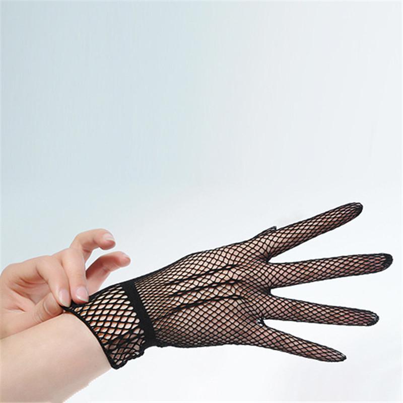 

New Summer Gloves Women Sexy Lace Mesh Fishnet Black Drivng Gloves Anti Uv Sunscreen Full Finger Elegant Lady Dance