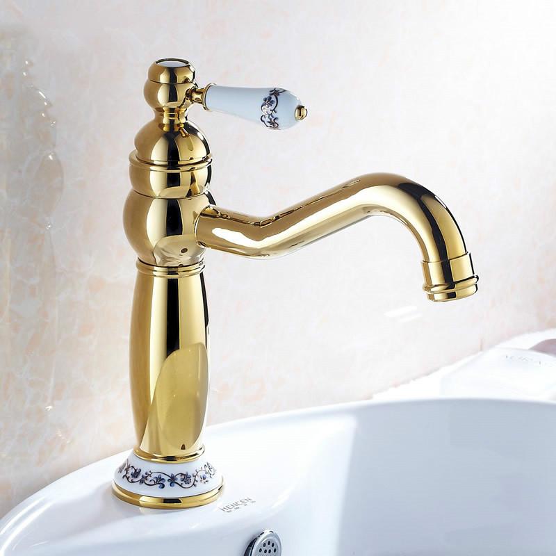 

Brass Bathroom Faucet Rose Gold Basin Faucet Taps Single Hole Deck Mount Hot Cold Ceramic Bath Sink Taps Metered Faucets