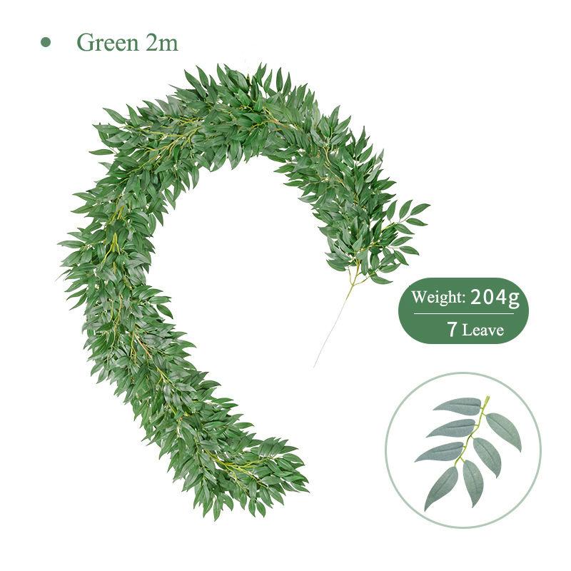 

Artificial Plants Willow Garland Plastic Fake Rattan Plants Green Vine Circle Leaves Home Wedding Wall Decoration Party Garden, Green 1.5m 5l
