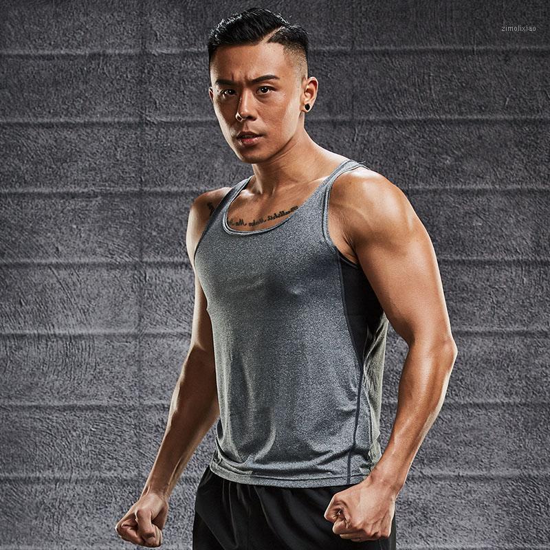 

Sports Top Men's tank top new fitness clothes breathable sweat absorption basketball T-shirt running training clothes tight tank1, G03 gray net