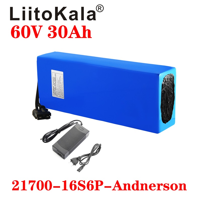 

LiitoKala 60V 30ah 16S6P electric scooter bateria 60V 30AH Electric Bicycle Lithium Battery Scooter 60V 1000W e-bike battery Andnerson plug
