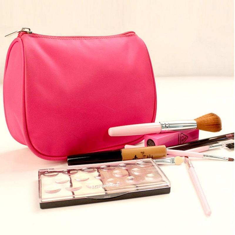 

2020 new ladies cosmetic bag multifunctional solid color large capacity hand holding cosmetic bag storage women's1, Rose red