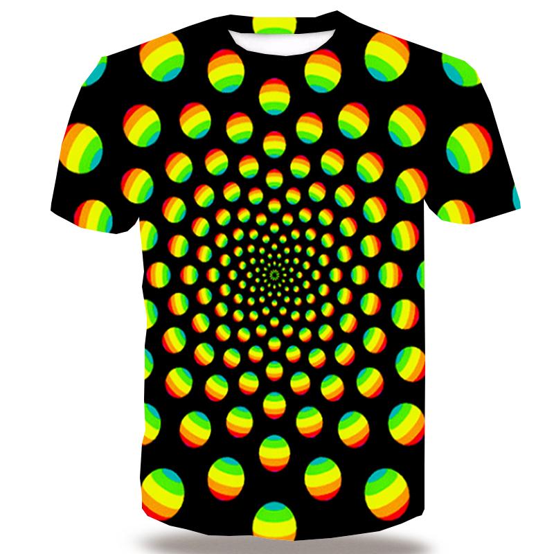 

UNEY Men's Honeycomb T-Shirt Short Sleeve Visual Deception Tops Tees 3D Pattern Tshirt Swirl Shirt Round Circle Tees, Green tee