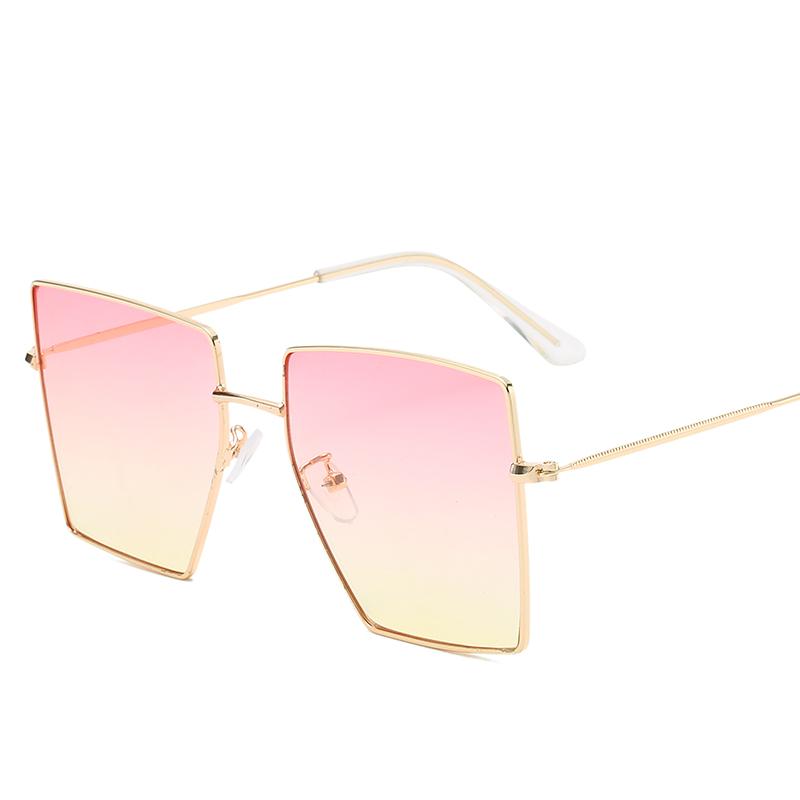 

Sunglasses Fashion Vintage Oversize Square Sun Glasses For Men Women Metal Frame Driving UV400 Pink Bule Mirror Gradient Goggle