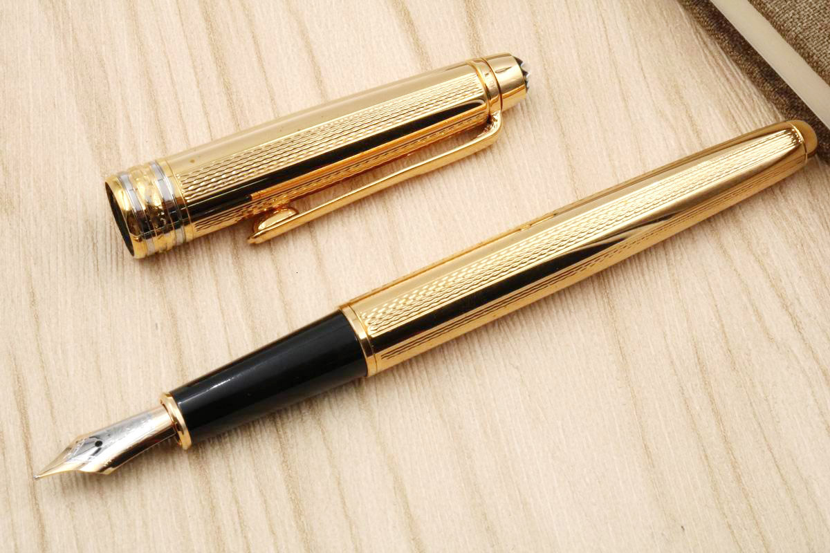 

New 163 Golden Wavy Lines Metal Quality Serial Number Golden Fountain Pen
