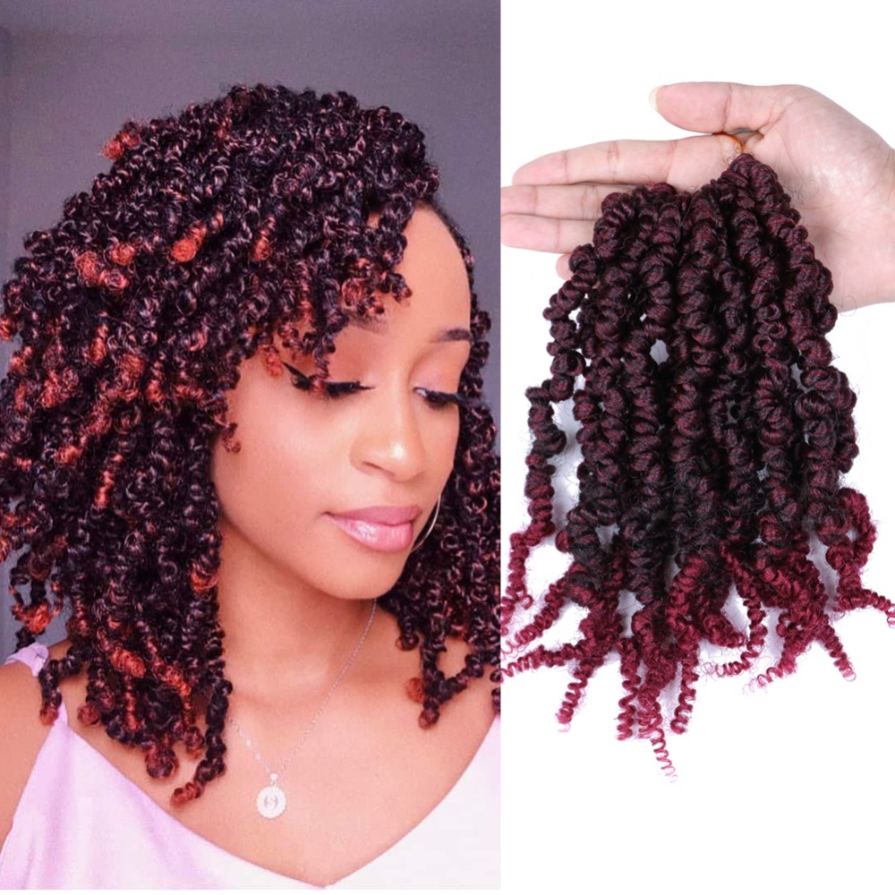 

Pre-twisted Spring Twist Hair 10 inch 15Strands/pcs Passion Twist Crochet Hair Black Brown Burgundy Ombre Braiding Hair, #4