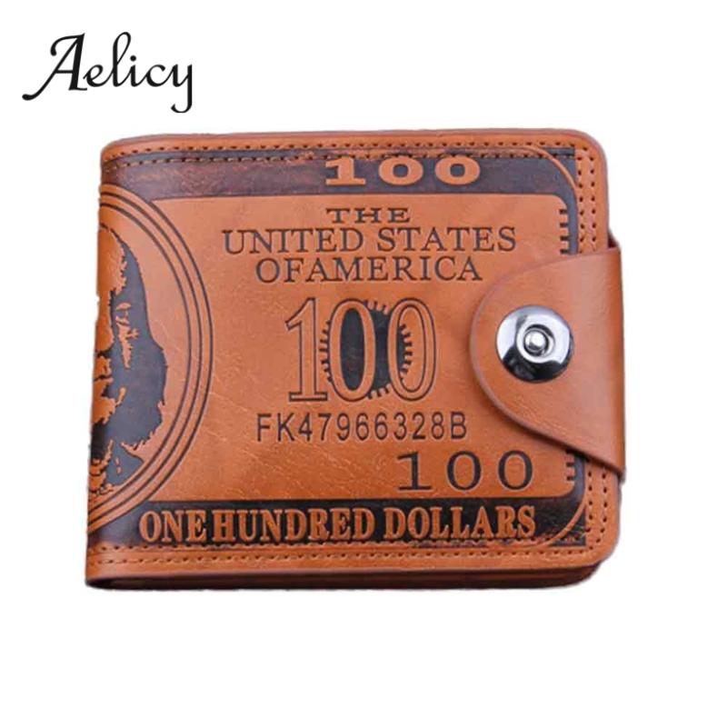 

Aelicy Men Retro Luxury Short Purse US Dollar Bill Wallet Leather Billfold Purse ID Card Holder Wallet, Bk