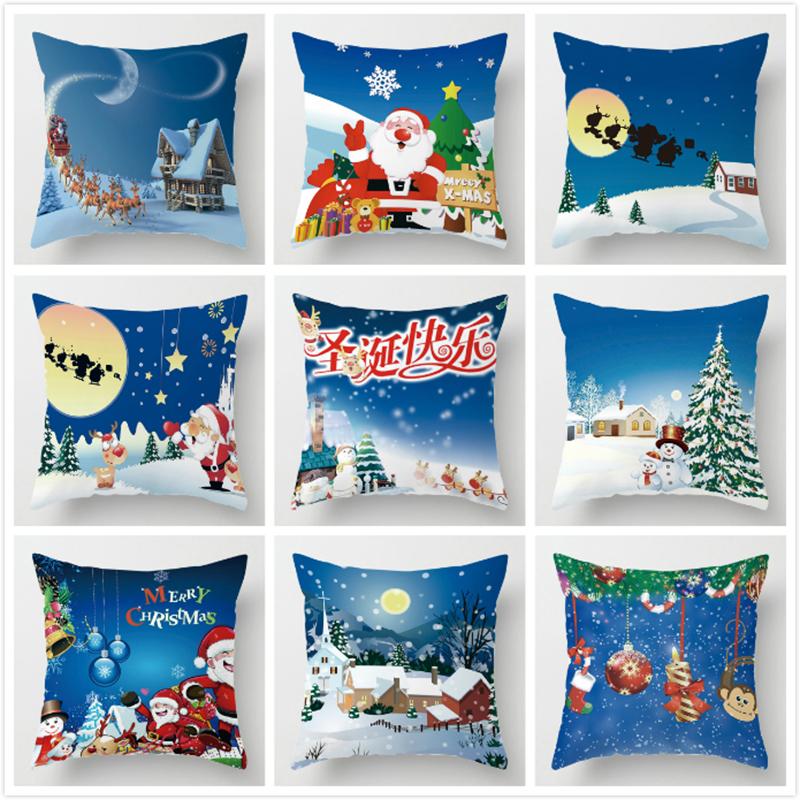 

Cushion Cover With Christmas Snowman Print For Bed Home Decoration Pillow Case Christmas Decora Throw Pillowcase 45*45cm cojines, Ilp0089-12