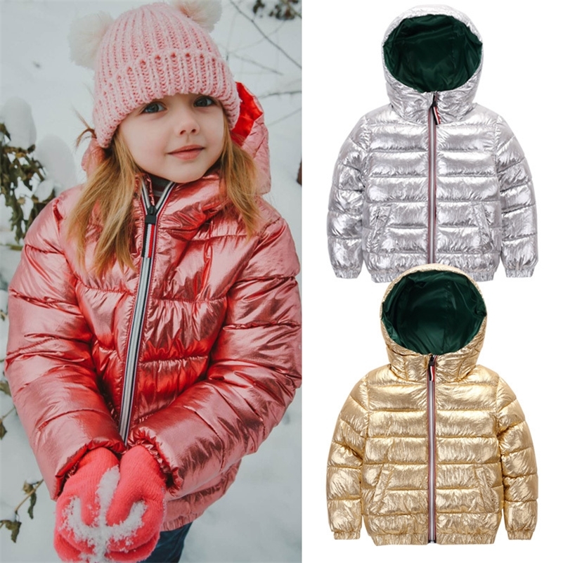 

HH Girls winter coat parka kids pink gold silver down jacket for boy teenage winter jackets snowsuit russia jacket 2 8 10 years LJ201017, Silvery