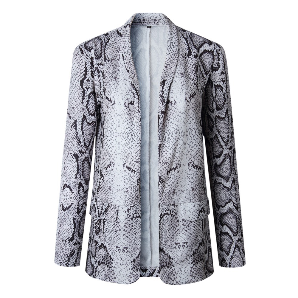 

2021 New Womens Jacket Leopard Thin Sexy Snake Print Long Sleeve Coat Elegant Women Casual Jackets Overcoat C16u, Snake2