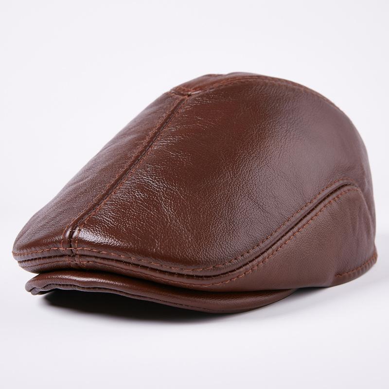

Cow Full-grain Brim Hat Leather Cow Leather Hat Men Fashion Cap Forward Cap Autumn & Winter