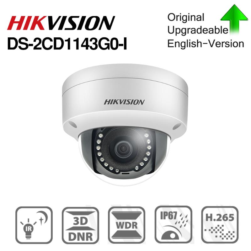 

Hikvision Original DS-2CD1143G0-I POE Camera Video Surveillance 4MP IR Network Dome Camera 30M IR IP67 IK10 H.265+ slot