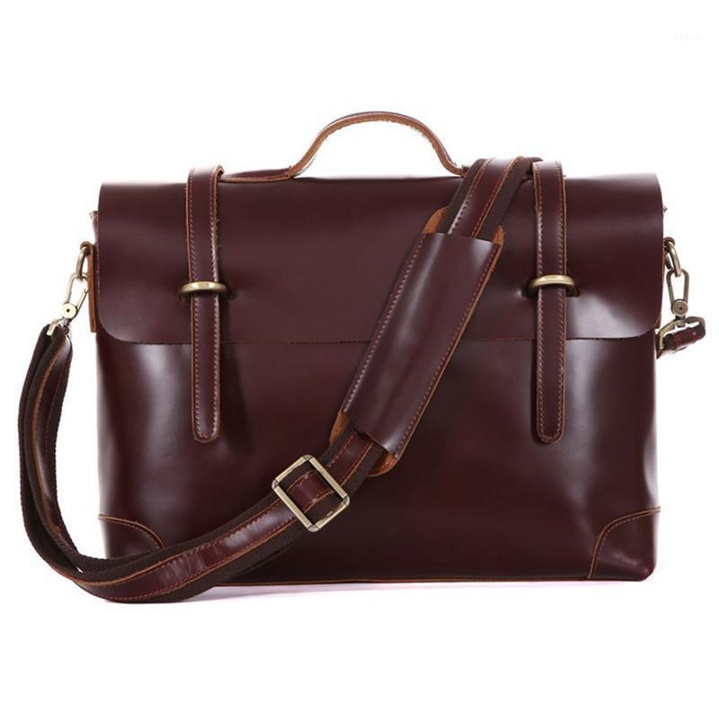 

Men Bag Men's cowide Leather Bag Laptop Briefcase Brand Bags Shoulder Strap For Documents With Shoulder Starp Wine Red1, Wine red