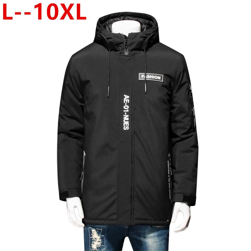 

Plus size 8XL 7XL 6XL 5XL 2020 New Clothing Jackets Business Solid Parka Fashion Overcoat Outerwear Long Thick Winter Coat Men, Black