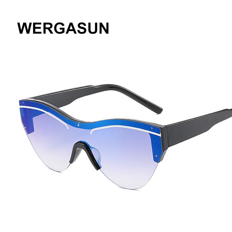 

WERGASUN Brand Cat Eye Sunglasses Women Gradient Lens Sun Glasses Female Men Vintage Mirror Shades UV400