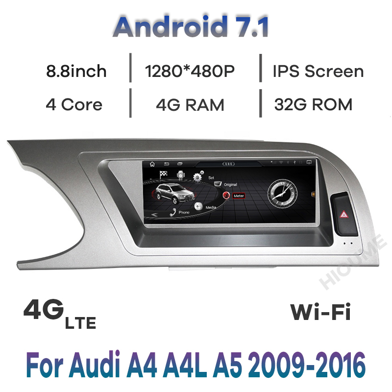 

8.8" Android 7.1 Car Radio Multimedia Player GPS Navigation for Audi A4 B8 2009-2016 4+32G WIFI IPS Touch Screen BT 4G LET