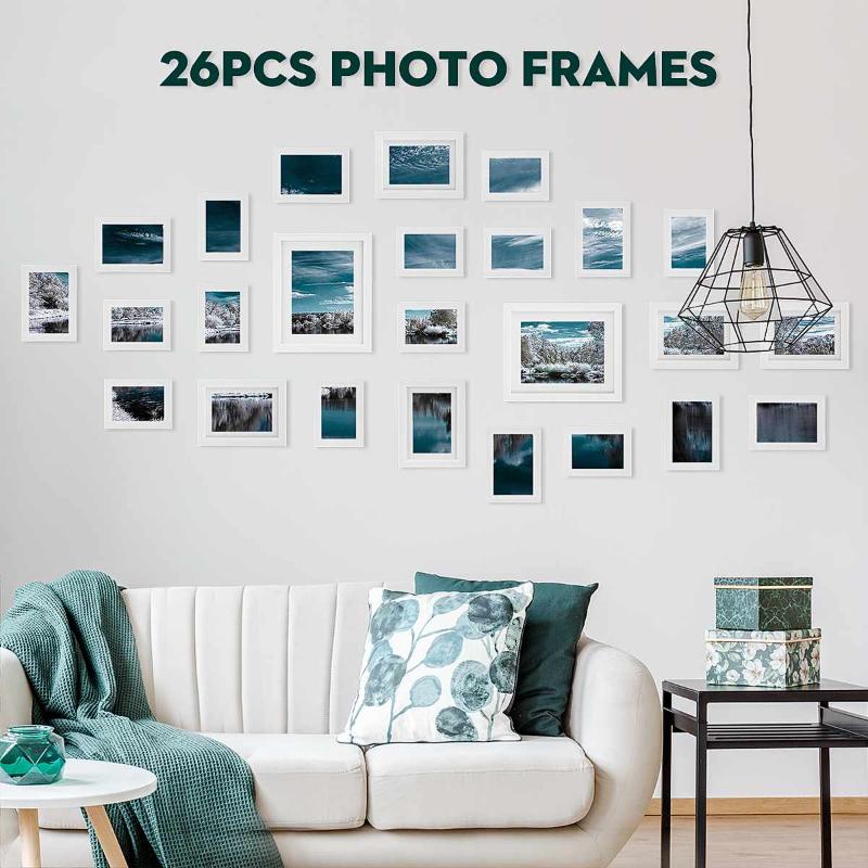 

26pcs Picture Photo Frame Set DIY Removable Wall Mural Black White Color Photos Frames Sticker Decal Living Room Home Decor