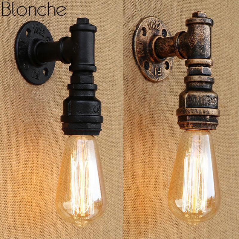 

Loft Industrial Iron Water Pipe Wall Light Lamp Vintage E27 LED Wall Sconce For Living Room Bedroom Bar Home Decor Luminaire