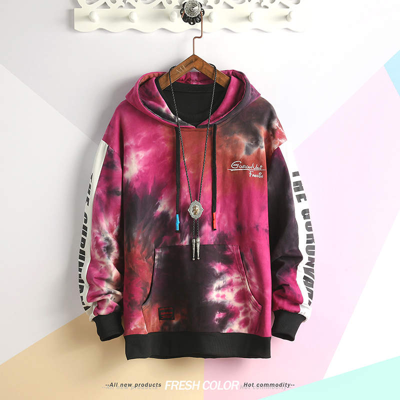 

Men's Hoodies 2020 Oversized Tie Dye Patchwork Harajuku Japanese Streetwear Hip Hop Pink Hoodie Men Sweatshirt Male, Black hoodie men