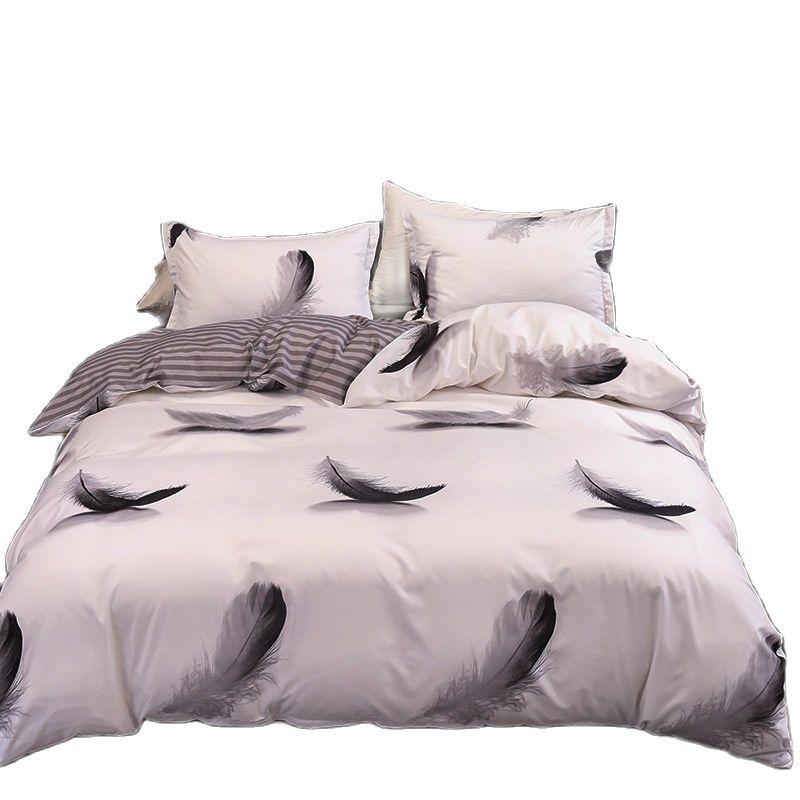 

Luxury Bedding Set Feather Pattern Duvet Cover Pillowcases Set For Home