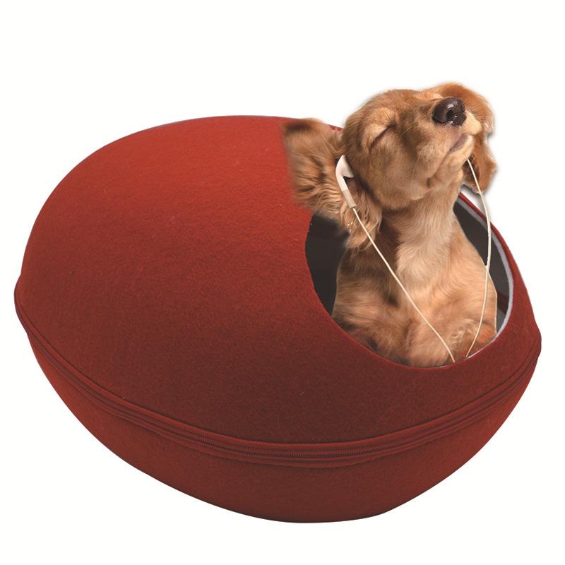 

Small Egg Round Felt Nest House, Zipper Nest, Removable Cushion, Dog Kennel, Kitten Bed, Felt Cloth Cat Cave Sleeping Mat Pet