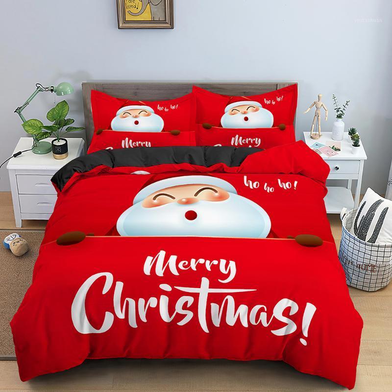 

Christmas Duvet Cover Set Funny Christmas Santa Claus Cartoon Style Decorative 2/3PCS Bedding Set Queen King Size1, Set 13