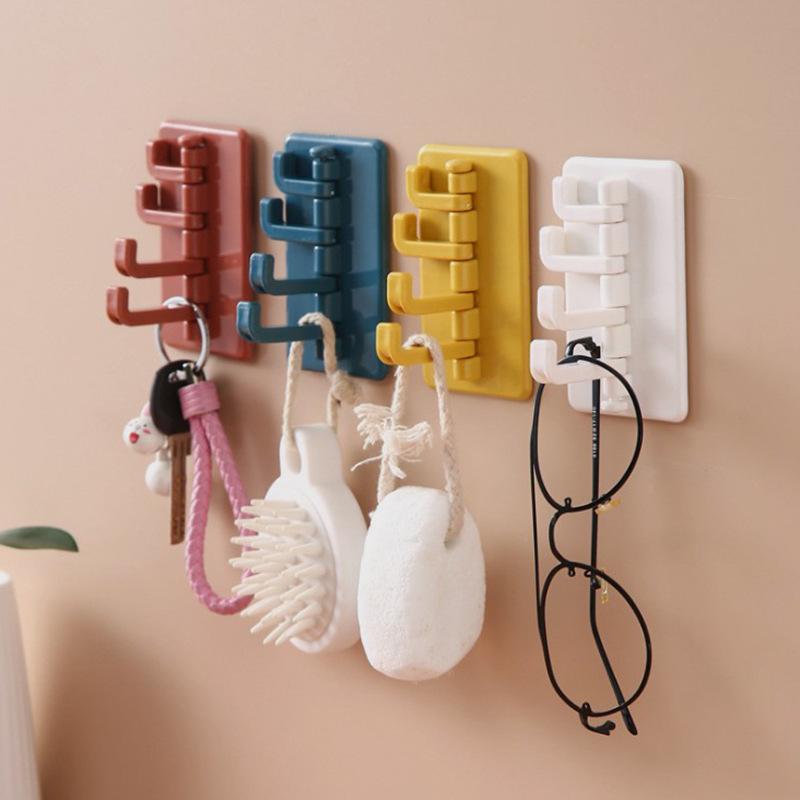 

Solid Color Rotating Adhesive Hook Creative Nordic Hole-Free Hook Bathroom Kitchen Hanger