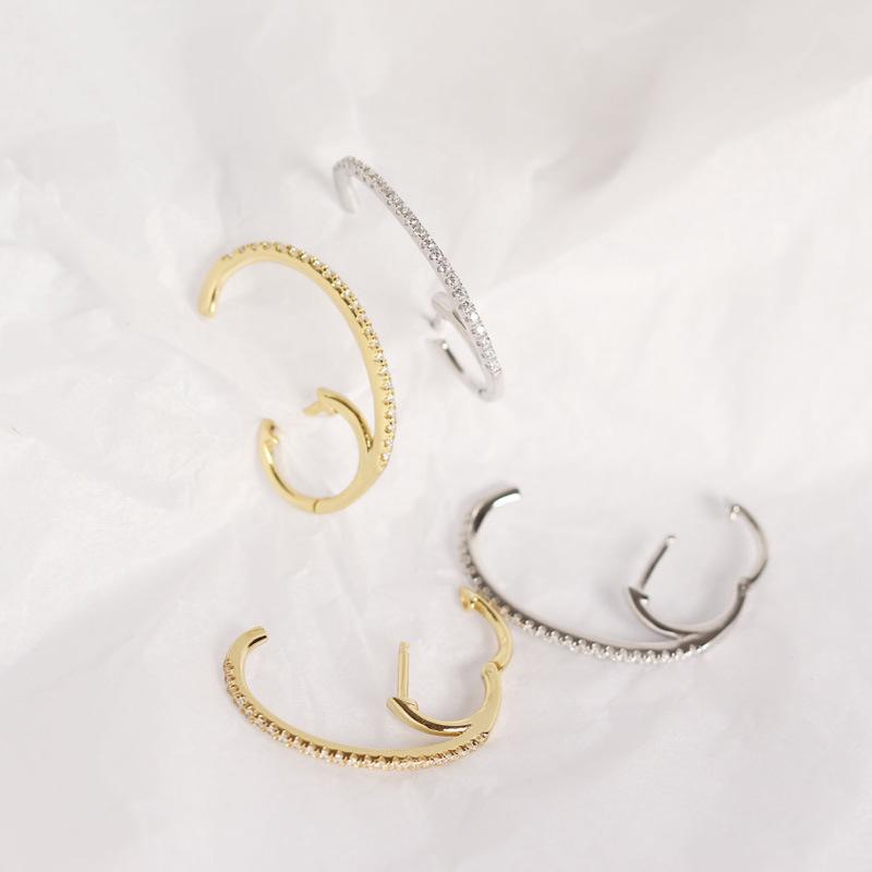 

S925 sterling silver European and American light luxury INS style personality trendy full of diamond earrings earrings wild earr