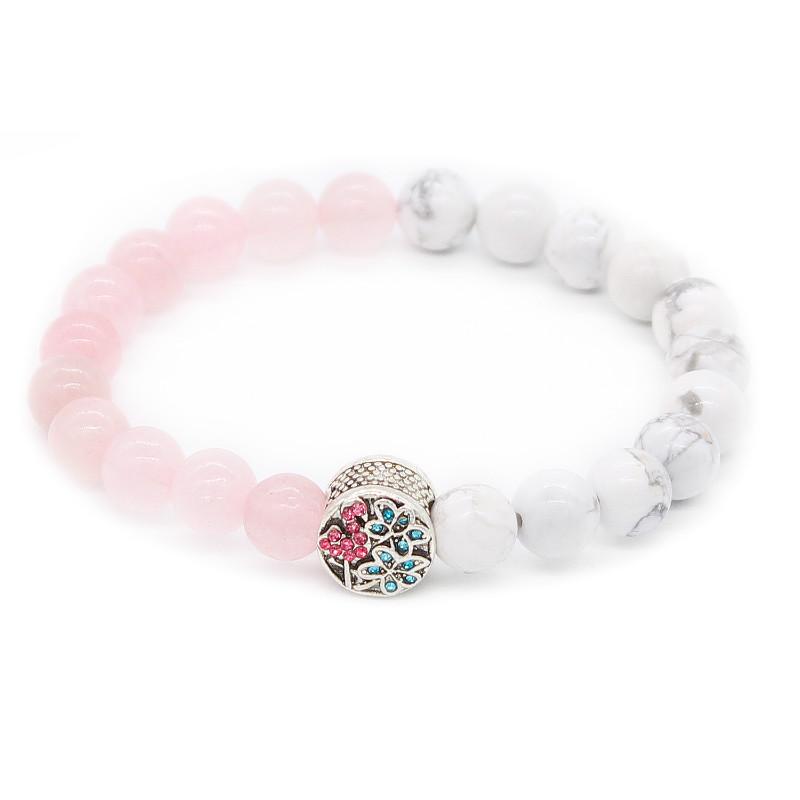 

Poshfeel Crystal Flamingo Charms Bracelets For Women Girls 8Mm Pink And White Natural Stone Beaded Bracelets Bangles Mbr170354