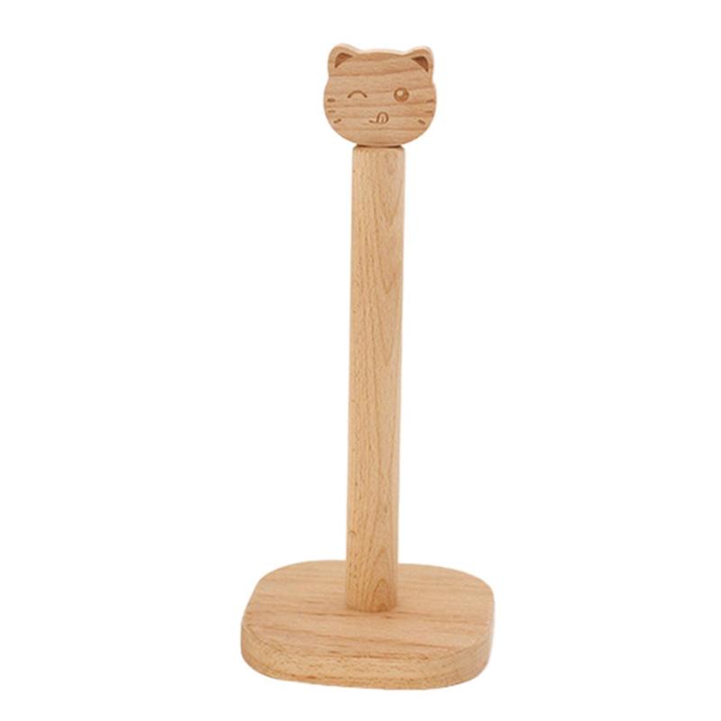 

Japanese-style Solid Wood Paper Towel Rack Kitchen Roll Paper Storage Rack Cartoon Animal Beech Wood Kitchen Tools