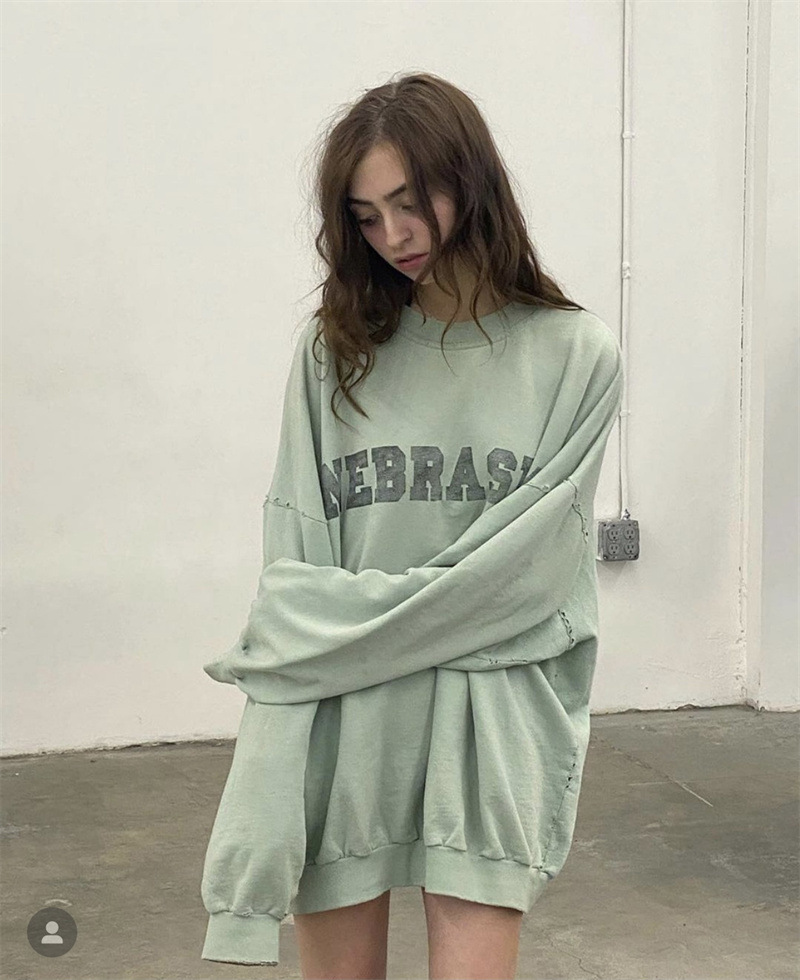 

RAF SIMONS high street hooded sweatshirt Lettered Mint Green Pullover Retro Archive Vintage Men Women streetwear Oversized Hoodies
