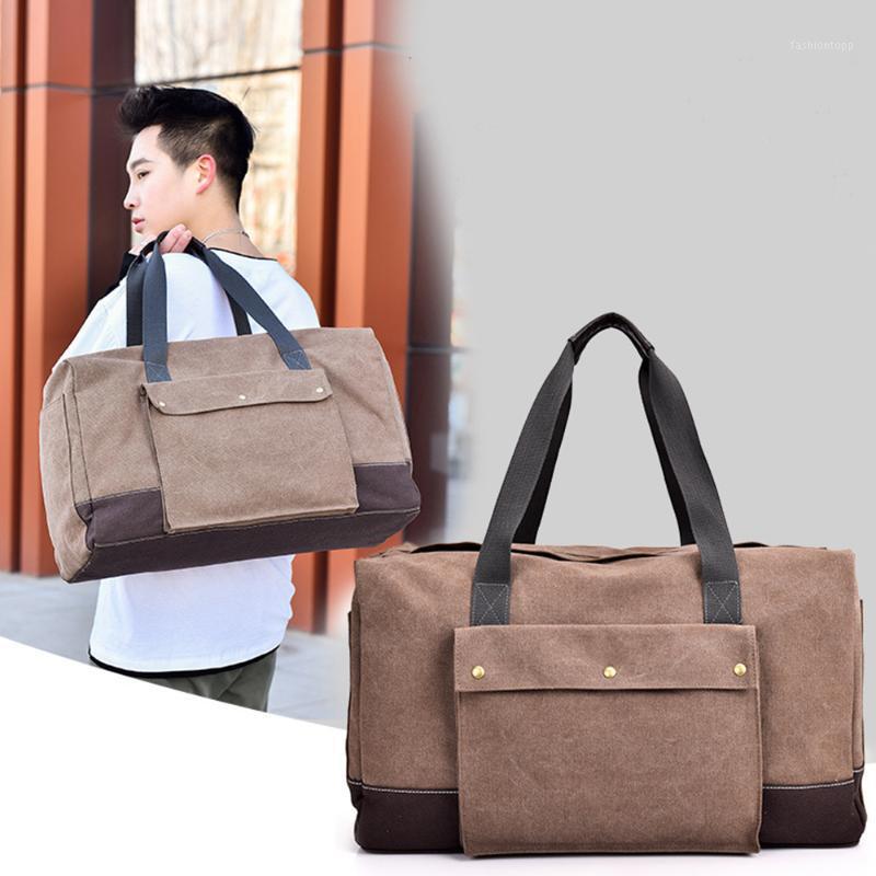 

Men Fashion Canvas Luggage Bag Male Waterproof Handbag Large Capacity Outdoor Travel Bags Shoulder Strap Men's Hand Bag XA784ZC1, Black