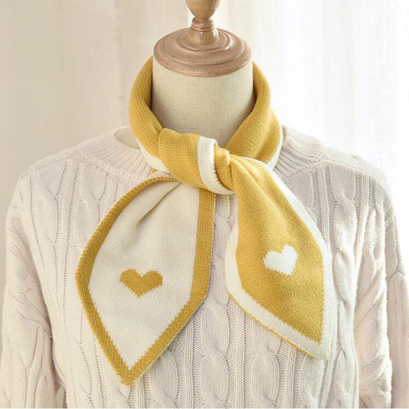 

Korean Double Layer Knit Woolen Warm Scarf Female Winter Love Sharp Corner Cross Elastic False Collar Neck Guard Scarves O35