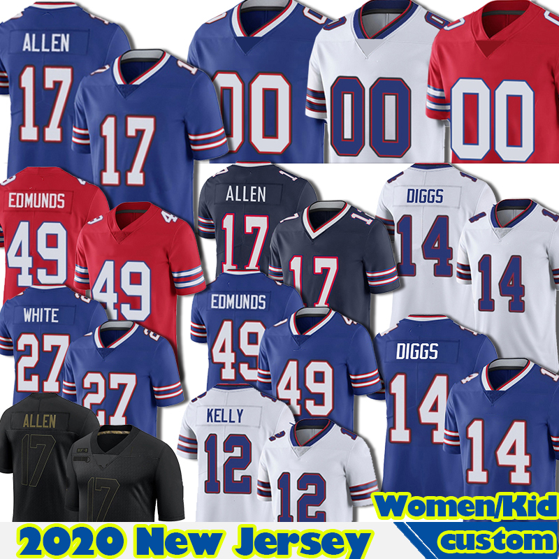 

17 Josh Allen Jersey Custom Football jersey 11 Cole Beasley Tremaine Edmunds Devin Singletary Jim Kelly White Men Women Kids Stefon Diggs, Custom men jersey(bie)