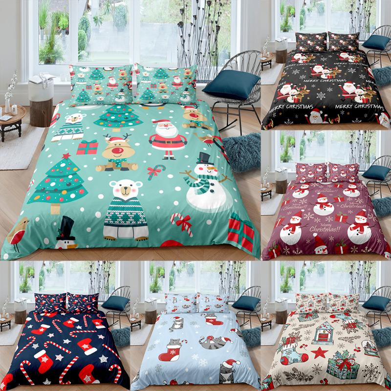 

Homesky Bedding Set Christmas 9 Colors Styles Microfiber Duvet Cover Single Double Queen King Quilt Cover Pillowcase Bedclothes, Bb21-7