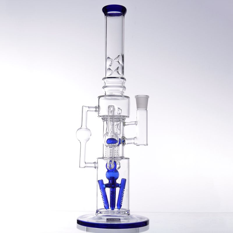 

Blue Glass Bong Hookahs with Arm Tree Perc Dab Rig Shisha Thick Smoking Pipes