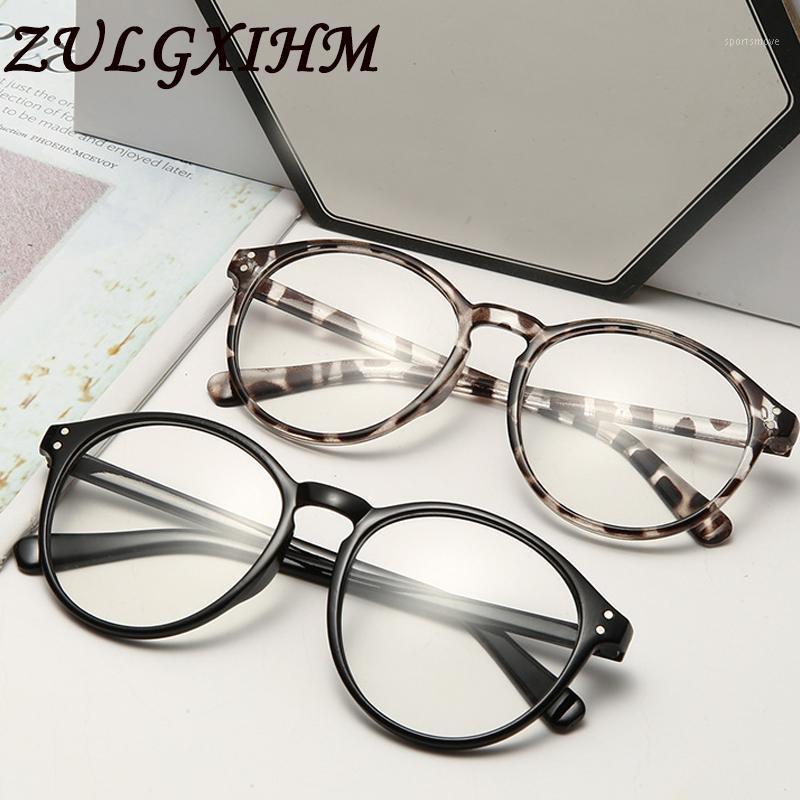 

Fashion Round Eyewear Frame for Women Men Vintage Flat Mirror Anti-Blue Light Eyeglasses Myopia Glasses -1.0 to -6.01
