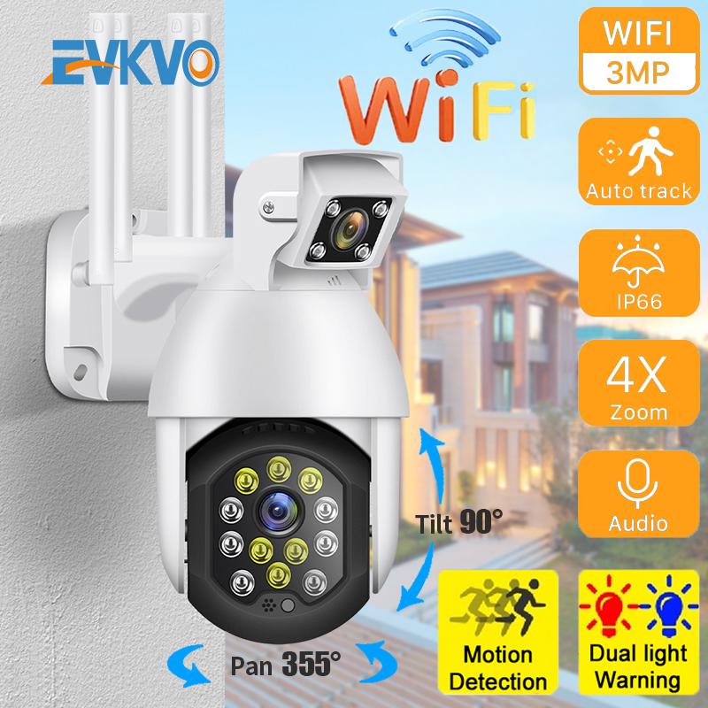 

3MP PTZ Wifi IP Camera Outdoor Waterproof AI Human Auto Tracking Wireless Camera Audio 3MP Smart Light Security CCTV