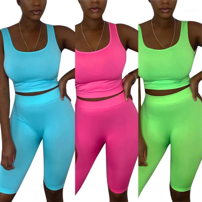 

Women Sports Sleeveless Yoga Set Summer Casual Sexy Vest + Shorts Two Piece Set Fitness Workout Tracksuits1, Blue