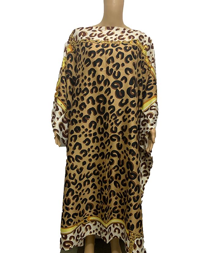 

Sexy Leopard print bohemian Silk kaftan maxi dress Loose Sleeve Dashiki African Muslim Abaya Boubou Gowns Kaftan dress