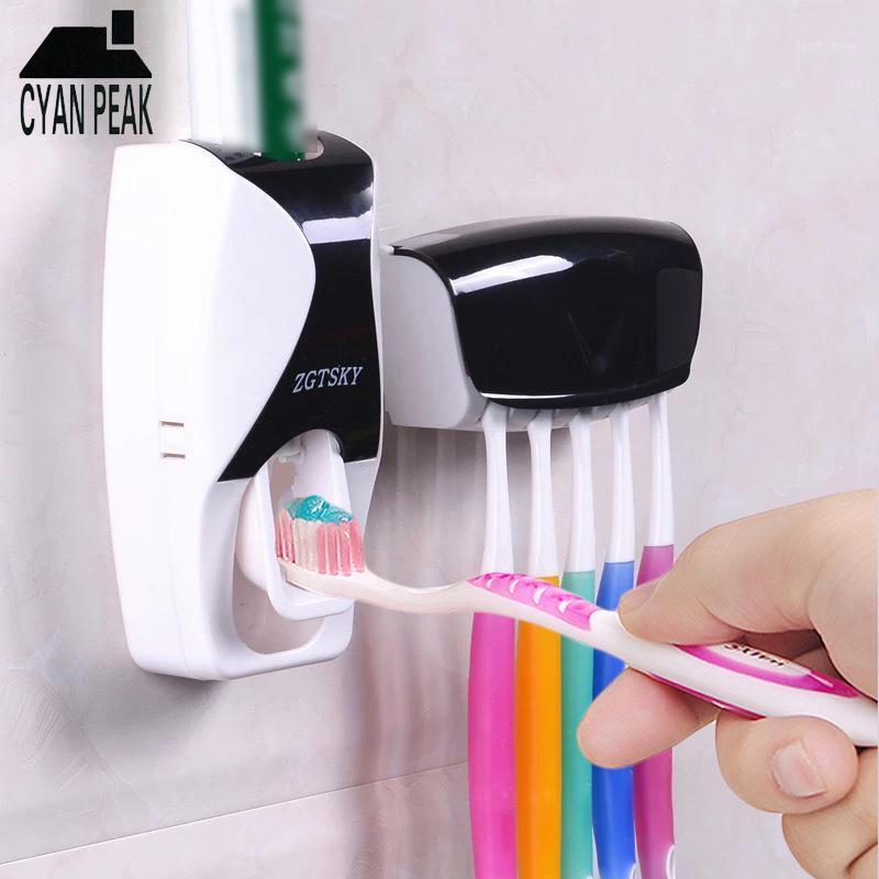 

Automatic Toothpaste Dispenser Bathroom Accessories Set Toothbrush Holder High Quality Bathroom 5 pcs Toothbrush Holder Tools1